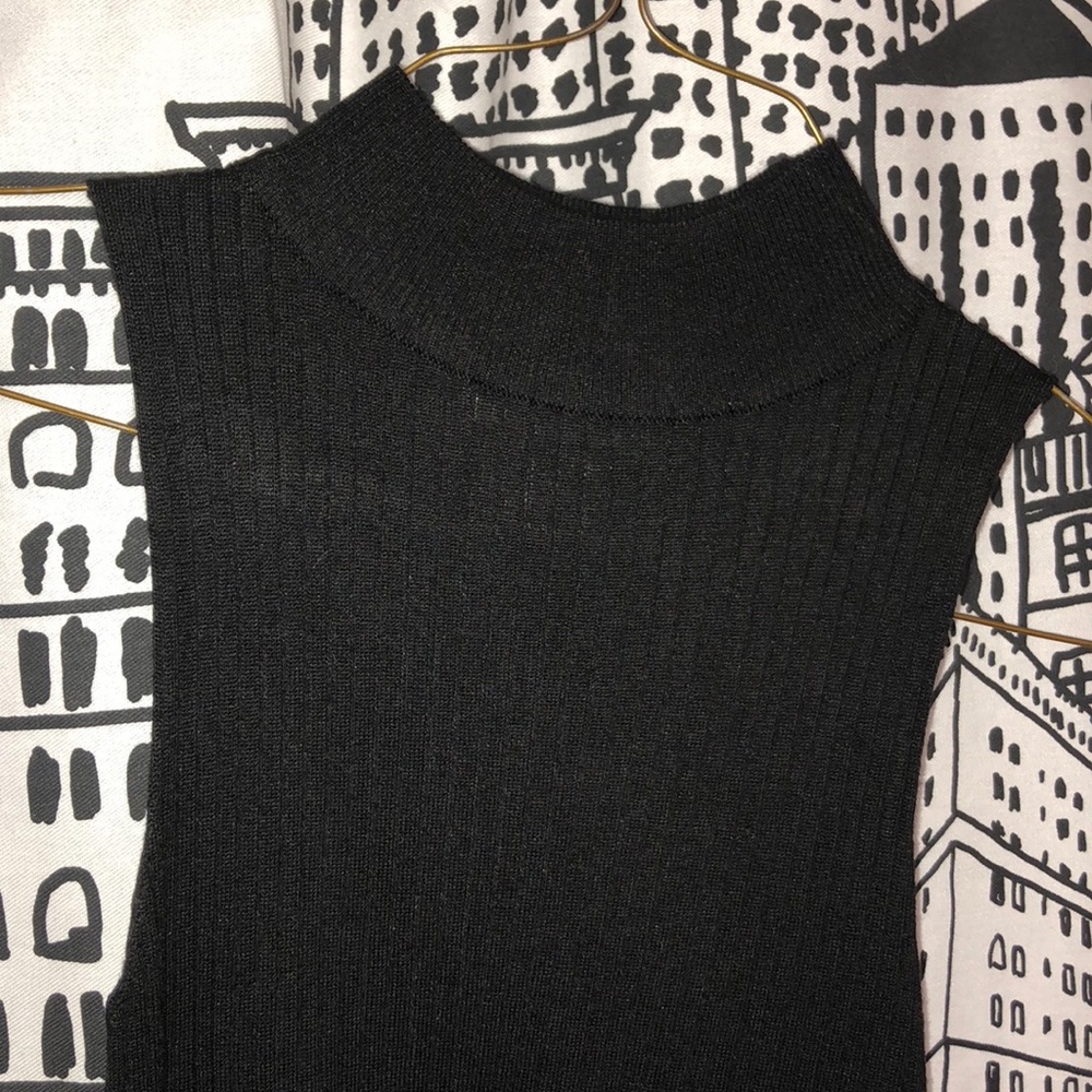 sleeveless mock neck sweater